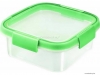 CURVER - SMART FRESH - Ételtároló doboz, négyzetes 0,9L, áttetsző, zöld - Műanyag (249394-2)