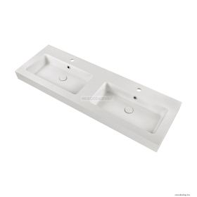 MARMY - BERGAMO MAX - Dupla mosdó, mosdókagyló 140x46cm - Pultra, bútorra, falra szerelhető - Fehér