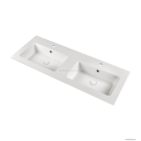MARMY - BERGAMO SLIM - Dupla mosdó, mosdókagyló 120x46cm - Pultba, bútorba süllyeszthető - Fehér