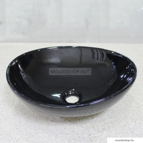 DIPLON - Kerámia mosdó, mosdókagyló 39x32,5cm, fényes fekete - Pultra szerelhető (WB7211BL)