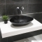 DIPLON - Kerámia mosdó, mosdókagyló 58x38,5cm, fényes fekete - Pultra szerelhető (WB7214BL)