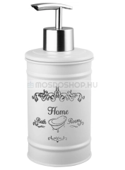 AQUALINE NICEA Folyékony szappan adagoló 300ml pultra helyezhető - Fehér inox, Krómozott műanyag - Folyékony szappantartó / adagoló, szappanhab adagoló