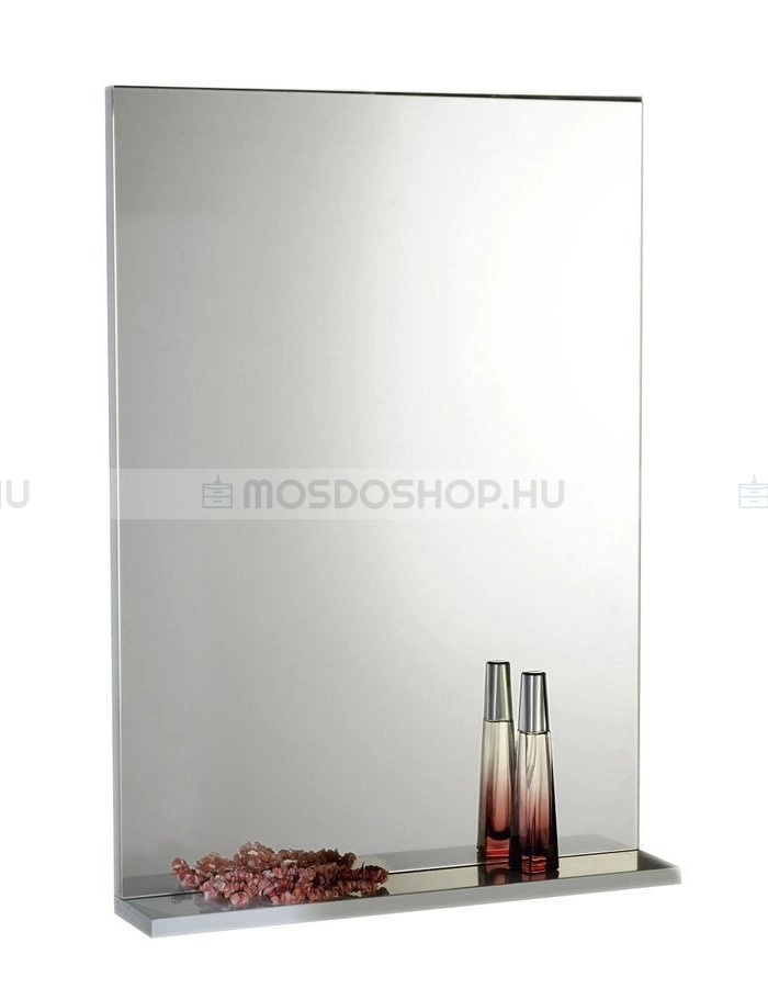 AQUALINE BETA Fürdőszobai fali tükör MDF polccal 40x70cm világítás nélkül - Ezüst tükör, fehér MDF - Fürdőszobai fali tükör, fürdőszoba tükör