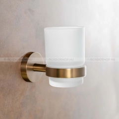 BEMETA AMBER - Fali fogmosópohár, fogkefetartó - Opálüveg, matt réz (155110012)(XR903PG)