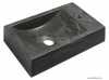 SAPHO - BLOK - Kőmosdó, 40x10x22cm, balos - Fekete antracit - Pultra, bútorra, falra szerelhető (2401-28)