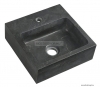 SAPHO - BLOK - Kőmosdó, 30x10x30cm - Fekete antracit - Pultra, bútorra, falra szerelhető (2401-29)
