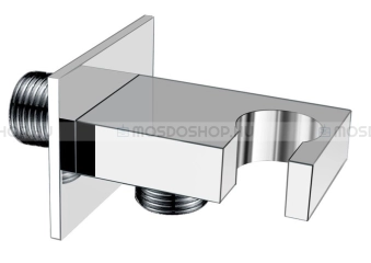 SAPHO Fali fix kézizuhany tartó gégecső csatlakozóval, szögletes - Krómozott réz (AQ591)