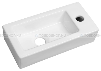 SAPHO ZOE - Mosdó, kis kézmosó, mosdókagyló, jobbos, 37x9x18cm, kerámia - Falra szerelhető