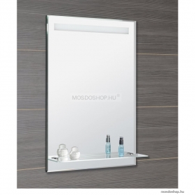 AQUALINE - Fürdőszobai fali tükör LED világítással (felül) - Üvegpolccal - 60x80 cm