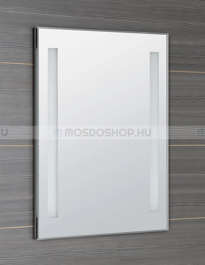 AQUALINE Fürdőszobai fali tükör LED világítással (kétoldali) 60x80 cm - Ezüst tükör, fém váz - Fürdőszobai tükör világítással, beépített led világítással