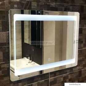 DIPLON - Fürdőszobai fali tükör körben LED világítással 80x60cm, szögletes (J1562)