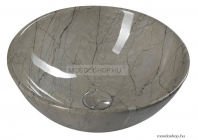 SAPHO - DALMA - Kerámia mosdótál, szürke márvány hatású, D42x16,5cm - Pultra, bútorra ültethető