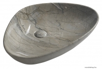 SAPHO - DALMA - Kerámia mosdó, szürke márvány hatású, 58,5x39x14cm - Pultra, bútorra ültethető