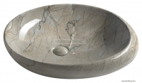 SAPHO - DALMA - Kerámia mosdó, szürke márvány hatású, 68x44x16,5cm - Pultra, bútorra ültethető (MM313)
