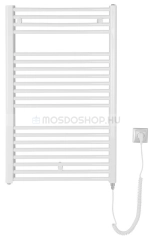 AQUALINE DIRECT E Elektromos fürdőszobai radiátor fűtőpatronnal 60x96cm 400W egyenes - Fehér - Acél - Törölközőszárítós elektromos radiátor