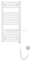 AQUALINE ORBIT E Elektromos fürdőszobai radiátor fűtőpatronnal 45x96cm 300W íves - Fehér - Acél - Törölközőszárítós elektromos radiátor