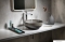 SAPHO - PRIORI - Kerámia mosdó, mosdótál - D41X15cm - Fekete alapon fehér csíkos - Pultra, bútorra ültethető (PI025)