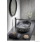 SAPHO - PRIORI - Kerámia mosdó, mosdótál, 60x13,5x40cm - Fekete, kék, virágmintás - Pultra, bútorra ültethető (PI026)