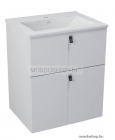 SAPHO - MITRA - Fali mosdószekrény, alsószekrény 2 fiókkal, 59,5x70x46cm - Magasfényű fehér MDF (mosdó nélkül)