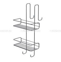 GEDY TITO - Rácsos polc zuhanyzóba, tusolóba - 2 szintes, ajtóra akasztható - Fényes acél (2485-13)