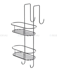 GEDY TITO - Rácsos polc zuhanyzóba, tusolóba - 2 szintes, ajtóra akasztható - Fényes acél (2487-13)