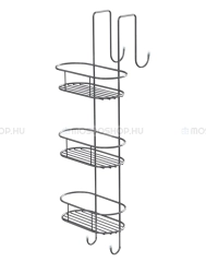 GEDY TITO - Rácsos polc zuhanyzóba, tusolóba - 3 szintes, ajtóra akasztható - Fényes acél (2488-13)