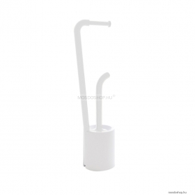GEDY - WENDY - Kombinált álló WC kefe tartó WC papír tartóval - Fehér műanyag