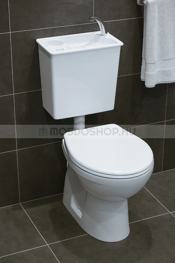 ECOSYSBOX SQUARE baloldali bekötéssel (Kombi WC tartály és kézmosó) Square kézmosós WC tartály - Fehér - ABS műanyag - WC tartály kézmosóval
