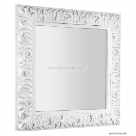 SAPHO - ZEEGRAS - Fürdőszobai fali tükör, 90x90cm, fehér fa kerettel