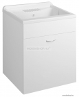 AQUALINE - Mosdószekrény műanyag mosdóval, 1 nyílóajtóval 59,5x49,4cm - Selyemfényű fehér MDF (PI6050-01)