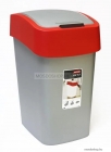 CURVER - PACIFIC FLIP - Szemeteskuka 25L, billenőfedéllel - Ezüst-piros műanyag