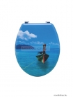 LAGOON - MDF WC ülőke, tető rozsdamentes zsanérokkal - Csónak mintás