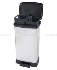 CURVER DECO BIN DUO - Pedálos szelektív kuka, szemetes, 2x23L - Ezüst, fekete