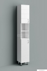 HB BÚTOR - MART 30 - Fürdőszobai állószekrény, balos, 2 nyílóajtóval, polcos, 30x190cm - Magasfényű fehér