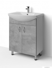 HB BÚTOR - LIGHT 55 - Mosdószekrény, fürdőszoba mosdó bútor 55x85cm, beton hatású, 2 nyílóajtóval, kerámia mosdóval