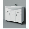 HB BÚTOR - MART 100 - Mosdószekrény, fürdőszoba mosdó bútor, 3 nyílóajtóval, 2 fiókkal, kerámia mosdóval, 100x85cm - Magasfényű MDF front