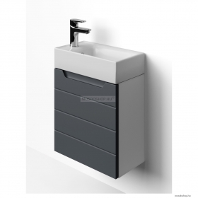 HB BÚTOR - HERA 40 - Fali mosdószekrény, fürdőszoba mosdó bútor 40x50cm, 1 nyílóajtóval, kerámia mosdóval - Sötétszürke
