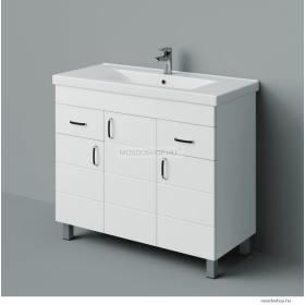 HB BÚTOR - HERA 100 - Mosdószekrény, fürdőszoba mosdó bútor, 2 fiókkal, 3 nyílóajtóval, kerámia mosdóval - Fehér
