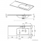 AREZZO DESIGN - SKAPPA - Aszimmetrikus kerámia mosdó, 100x46cm, jobbos, csaplyukkal - Pultba, bútorba építhető