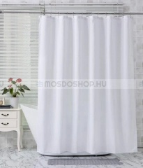 ECOSYSBOX ECOSYS - Textil varrott zuhanyfüggöny, 12db függönykarikával 180x200cm - Fehér