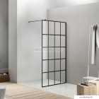 DIPLON - Walk-in zuhanyfal, besétálós zuhanykabin - 80x200 cm - Átlátszó üveg, fekete ráccsal