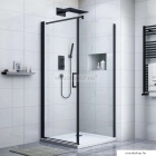 DIPLON - Szögletes zuhanykabin - Nyílóajtós - 90x90cm - Átlátszó üveg, fekete keret