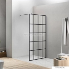 DIPLON - Walk-in zuhanyfal, besétálós zuhanykabin - 90x200 cm - Átlátszó üveg, fekete ráccsal
