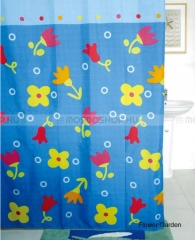 DIPLON Zuhanyfüggöny, 180x180cm - Textil - Kék alapon virágmintás (CN73134)