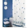 DIPLON - Zuhanyfüggöny, 180x200cm - Textil - Fehér alapon kék mintás (CN73136)
