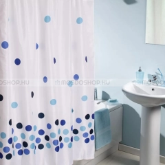 DIPLON Zuhanyfüggöny, 180x200cm - Textil - Fehér alapon kék pöttyös (CN73138)