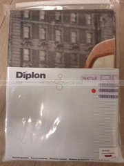 DIPLON Zuhanyfüggöny, 180x200cm - Textil - Szürke-piros utcakép mintás (CN73105)