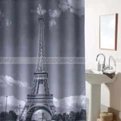 DIPLON Zuhanyfüggöny, 180x200cm - Textil - Szürke Eiffel-torony (CN73103)