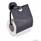 DIPLON - WC papír tartó - Falra szerelhető, fedeles- Matt fekete (SE02972)