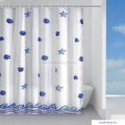 GEDY - RIVA - Zuhanyfüggöny függönykarikával - 120x200 cm - Poliészter - Kék mintás